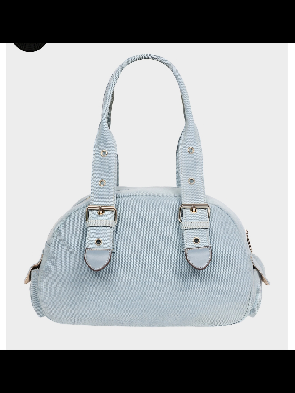 True Religion Pale Blue Denim Satchel with Patch Accents - Picture 2 of 3